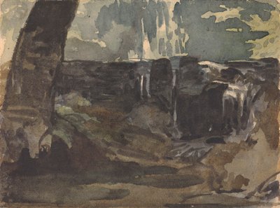 Paysage rocheux, grand tronc d