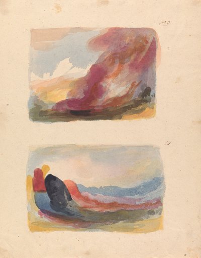 Deux dessins sur une feuille : Paysage - Lavis de couleur, Titien (n° 9) ; Paysage - Lavis de couleur, Rubens (n° 10) - Thomas Sully