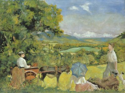 Paysage avec une femme dans une charrette tirée par un âne - Thomas Tennant Baxter