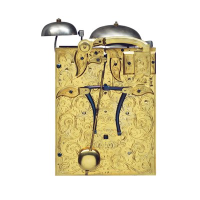 Horloge de bracket frappante montée de la reine Anne avec répétition de quart de tirage, No. 376, vers 1705 (détail) - Thomas Tompion