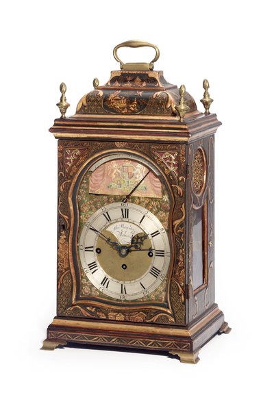 Horloge de table musicale japonaise verte et dorée de George III représentant le défilé du Lord Maire, vers 1780 - Thomas Wagstaff or Wagstaffe