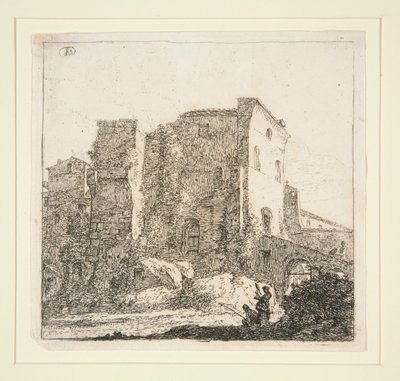 Paysage avec ruines et pêcheur - Thomas Wijck