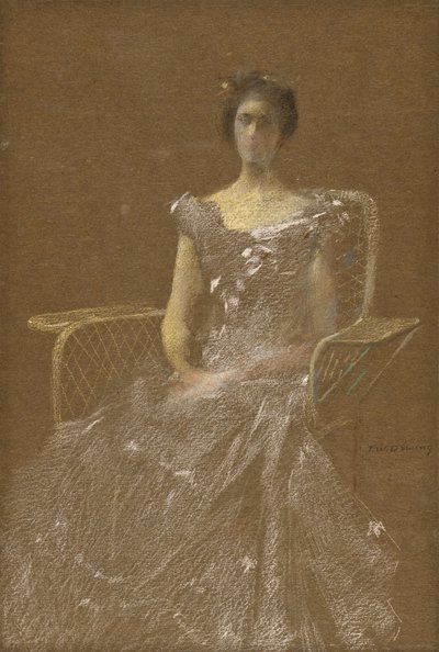 Dame dans un fauteuil en rotin - Thomas Wilmer Dewing