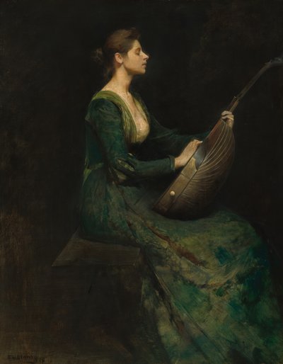 Dame avec un Luth - Thomas Wilmer Dewing