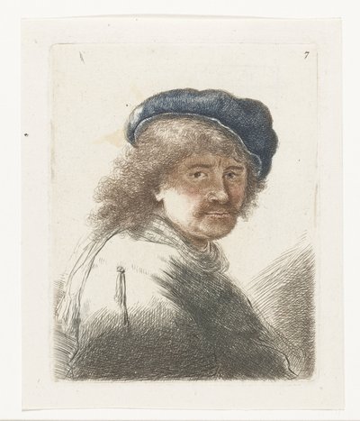 Autoportrait avec un bonnet et une écharpe, visage sombre : buste - Thomas Worlidge