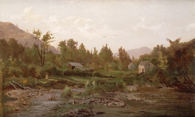 Paysage avec arbres et maisons, années 1890 - Thomas Worthington Whittredge