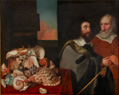 John Tradescant le Jeune avec Roger Friend et une collection de coquillages exotiques - Thomas de Critz
