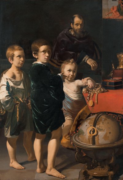 Portrait de trois enfants et un homme - Thomas de Keyser