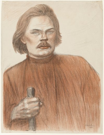 Portrait de face, à partir de la taille, de Maxime Gorki - Théophile Alexandre Pierre Steinlen