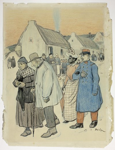 Scène de rue avec deux couples - Théophile Alexandre Pierre Steinlen