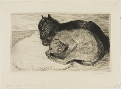 Deux chats sur un coussin - Théophile Alexandre Pierre Steinlen