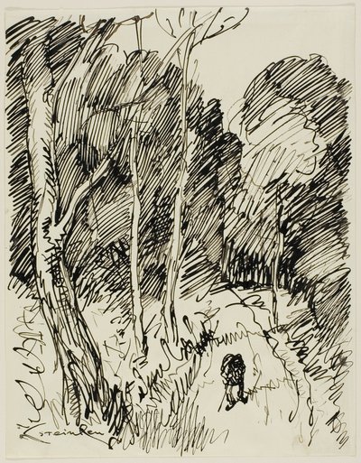 Paysage boisé avec Vagabond - Théophile Alexandre Pierre Steinlen