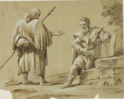 Deux pèlerins avec sanctuaire portable - Tiberius Dominikus Wocher