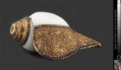 Trompette rituelle bouddhiste en coquillage, c.1750-1850 - Tibetan School