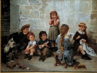 Le passage captivant : des enfants écoutant un livre - Timoleon Marie Lobrichon