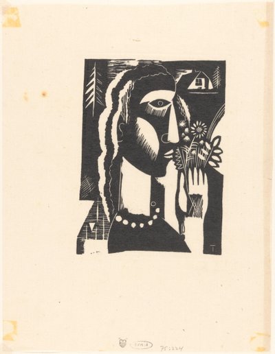 Femme avec des fleurs à la main - Tinus van Doorn