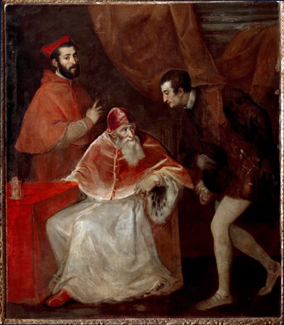 Pape Paul III et ses petits-fils (Alessandro et Ottavio Farnese) - Tiziano Vecelli