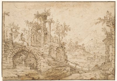 Paysage avec ruines antiques - Tobias Verhaecht