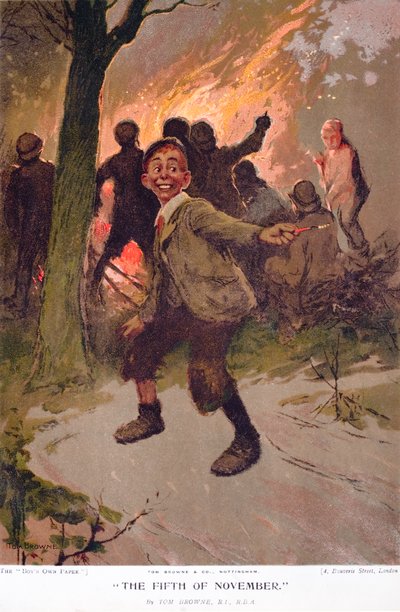 Le cinq novembre, garçon excité lors de la nuit du feu de joie - Tom Browne