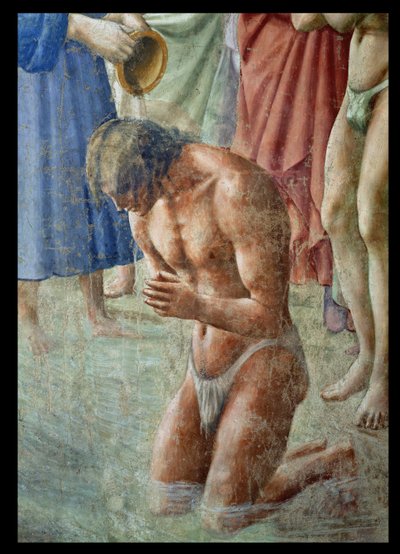 Saint Pierre baptisant les néophytes, détail du néophyte (détail) - Tommaso Masaccio