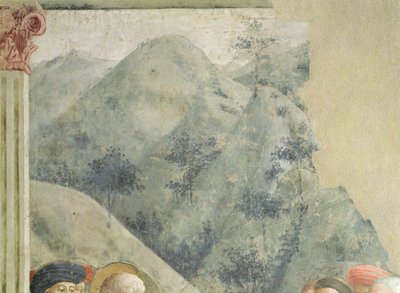Saint Pierre prêchant à Jérusalem : Paysage vallonné, vers 1427 - Tommaso Masolino da Panicale