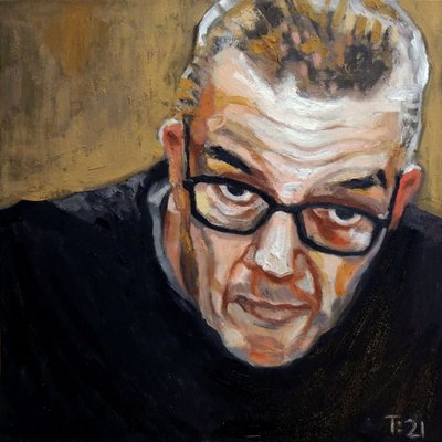 Peinture représentant un homme à lunettes - Tore Bahnson