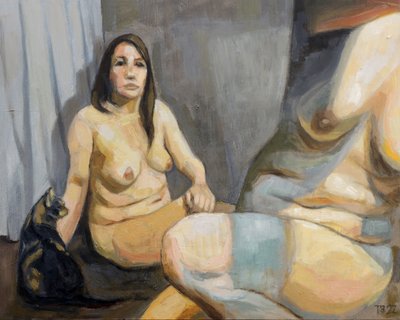 Femme nue avec un chat - Tore Bahnson