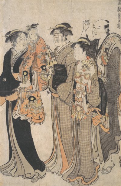 Mère portant sa petite fille au Miya Mairi - Torii Kiyonaga