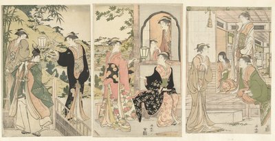 Yoshitsune apportant une sérénade à Joruri hime - Torii Kiyonaga
