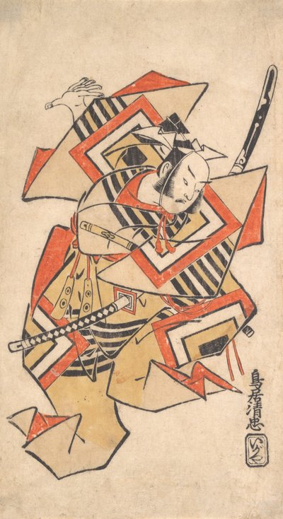 Ichikawa Danjuro II dans la scène Attendez un moment Shibaraku, vers 1715 - Torii Kiyotada
