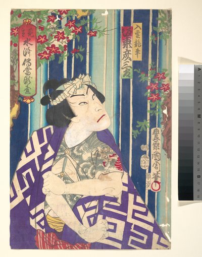 Imaginäres Porträt, Shuihuzhuan der Bühne: Tōryūdai - Schauspieler, Bandō Hikozaburō als Nyūunryū - Toyohara Kunichika
