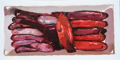 Caisse à poisson 2 (Billingsgate, Londres), 2016 (huile sur carton) - Trevor Burgess