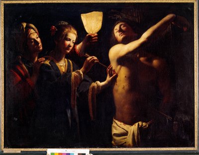 Saint Sébastien soigné par Sainte Irène après son premier martyre. Peinture de Trophime Bigot dit Le Maître à la Chandelle (17e siècle). 1620-1630. Bordeaux, Musée des Beaux-Arts - Trophime Bigot