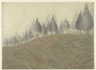 Paysage avec lune (Feuilles d