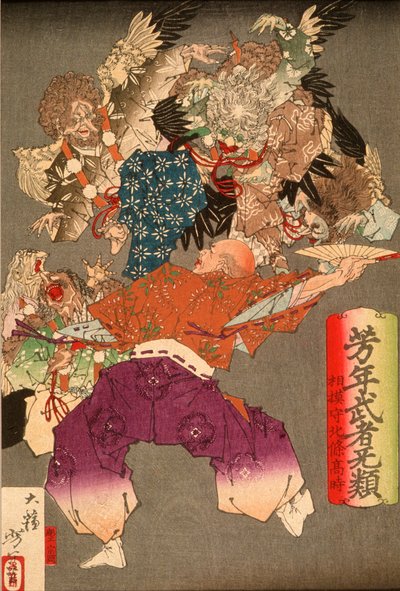 Hōjō Takatoki, seigneur de Sagami, repoussant les tengu à l