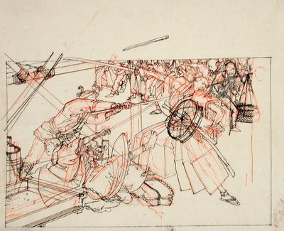 Dessin préparatoire pour une illustration de livre - Tsukioka Yoshitoshi