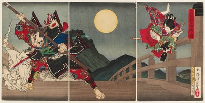 Yoshitsune et Benkei au pont Gojō - Tsukioka Yoshitoshi