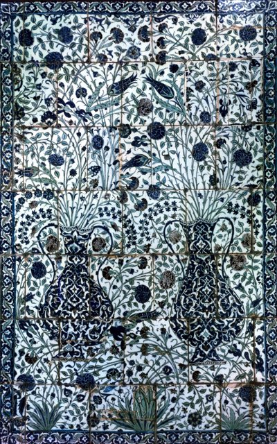 Panneau décoratif avec deux vases et des fleurs - Turkish School