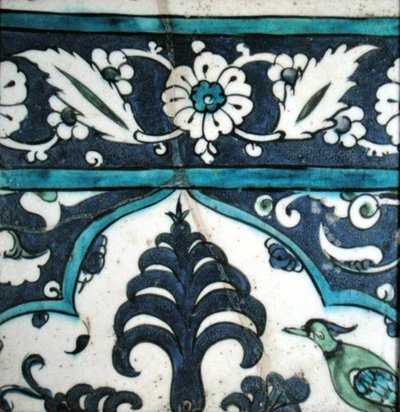 Carreau Isnik avec motif floral et bordure - Turkish School