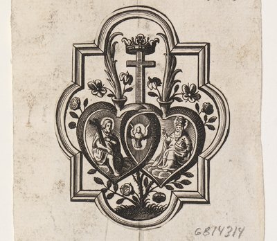 Emblème avec deux cœurs et la Trinité - Ubekendt