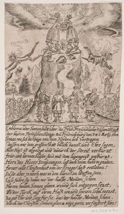 Frédéric III et Charles Gustave X se rencontrent à Frederiksborg. Feuille satirique - Ubekendt