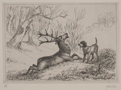 Illustration pour le poème "Hjorten" de Gotfred Rode - Ubekendt