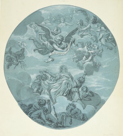Une Sainte Femme sur des Nuages, Entourée de Putti, au-dessus d