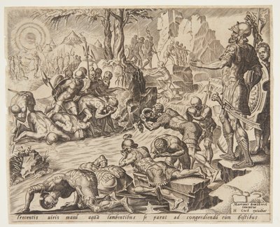 Gédéon observant la façon dont les soldats boivent - Ubekendt efter Maarten van Heemskerck