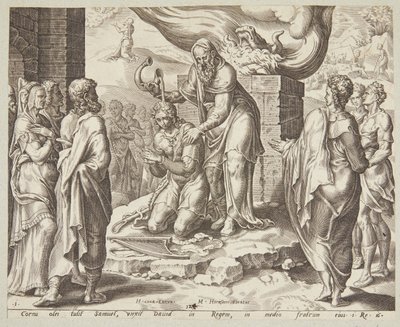 Samuel oint David - Ubekendt efter Maarten van Heemskerck