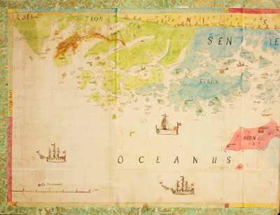 Carte de la collection de cartes de la Bibliothèque nationale. La carte a été dessinée à la main et montre Trøndelag, Nordland, Troms, la côte, carte marine - Ukjent tegner