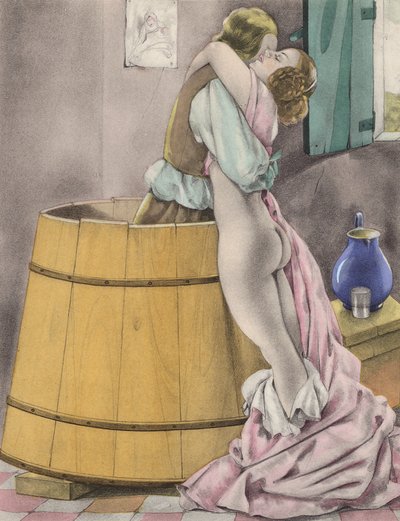Brunelleschi illustration for Contes et Nouvelles de La Fontaine (colour litho) - Umberto (after) Brunelleschi