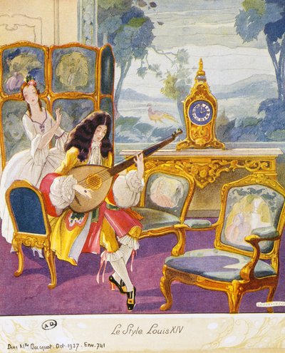 Scène dans le style Louis XIV, décor théâtral - Umberto Brunelleschi