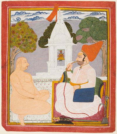 Un noble Rathor visitant un saint homme Digambara à un sanctuaire de Vishnu, probablement Baba Atmaram, vers 1760 - Unbekannt