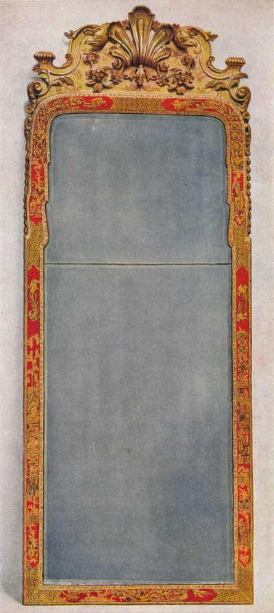 Un Très Rare Miroir de c1720 dans un cadre décoré de Laque Rouge, vers 1720, 1936 - Unbekannt